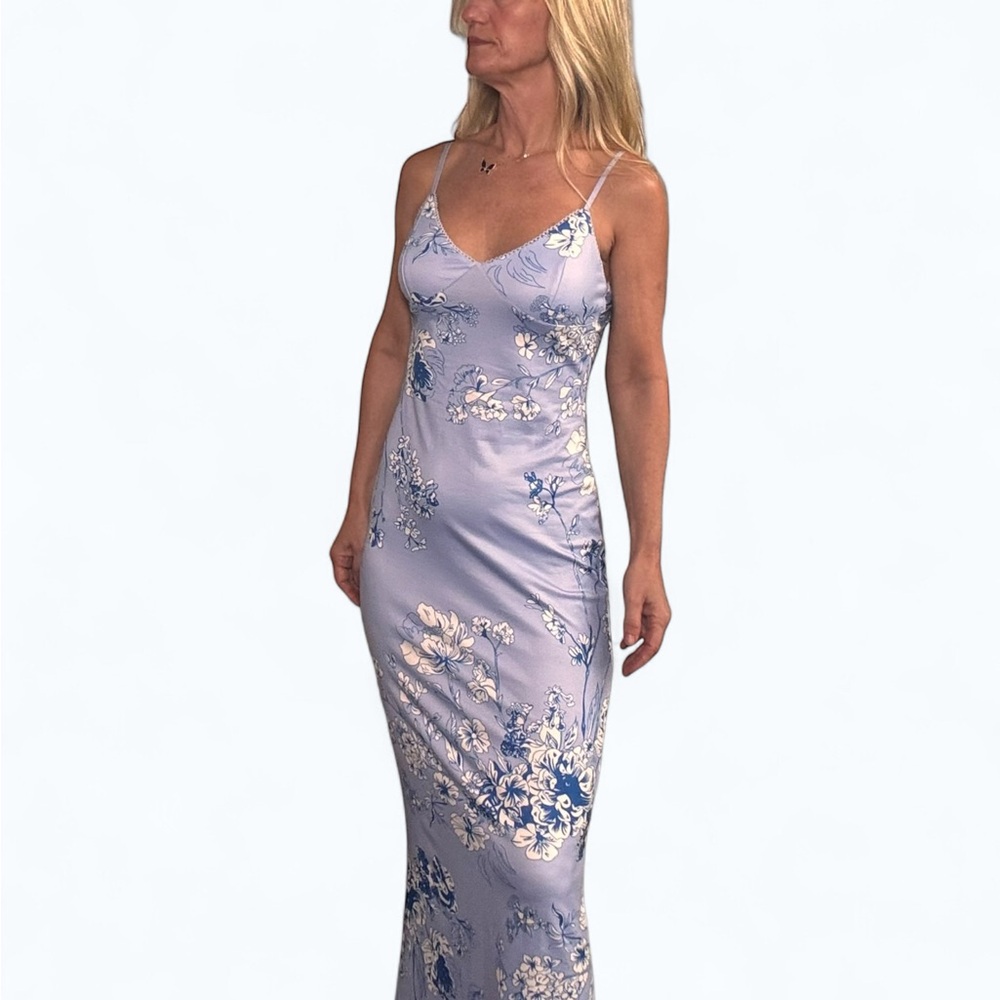 Floral Maxi Dress in Lavender and Blue